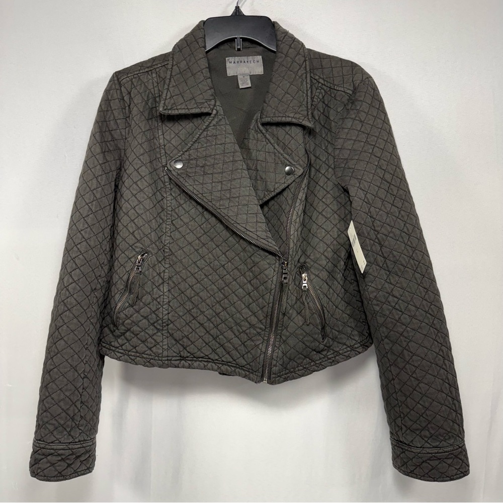 Quilted Moto Jacket Marrakech Black Cotton Blend NWT Full Zip Size M